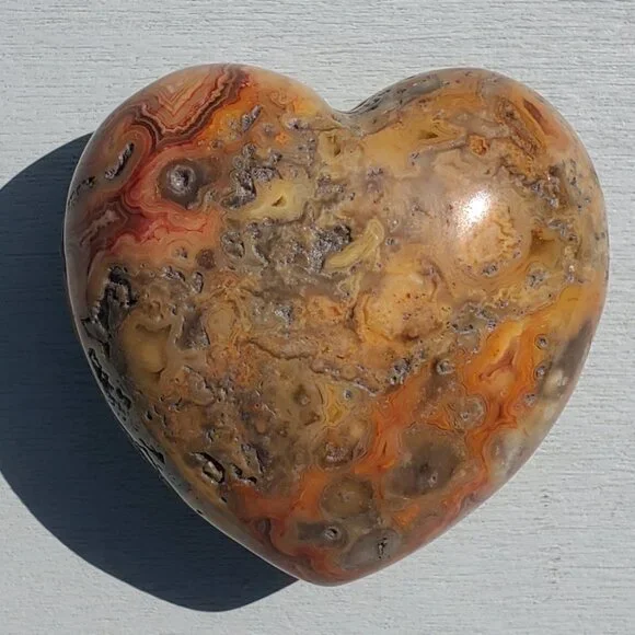Crazy Lace Agate Crystal Heart Palm Stone (Q) - Picture 3 of 4